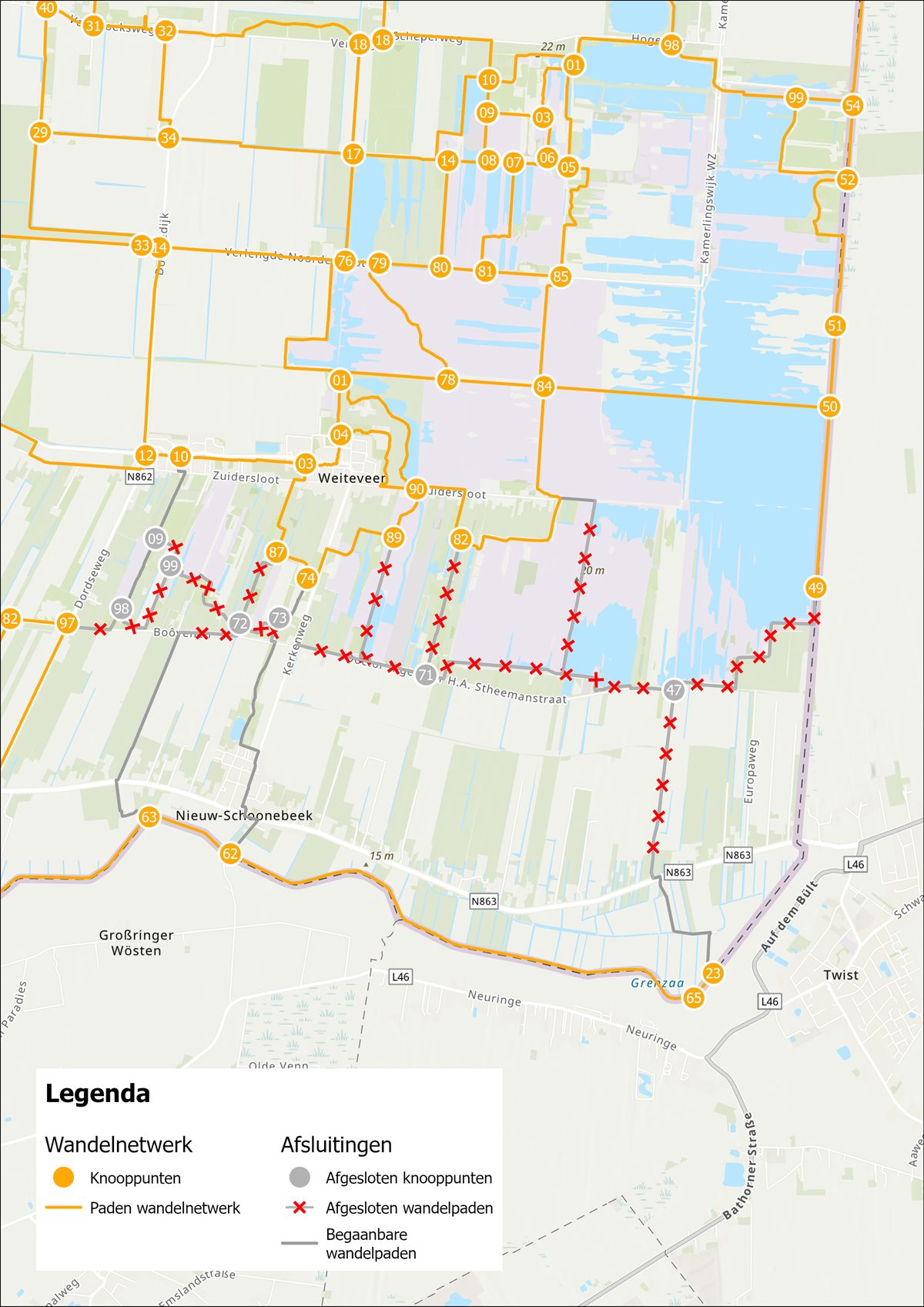 Afsluitingen wandelroutes