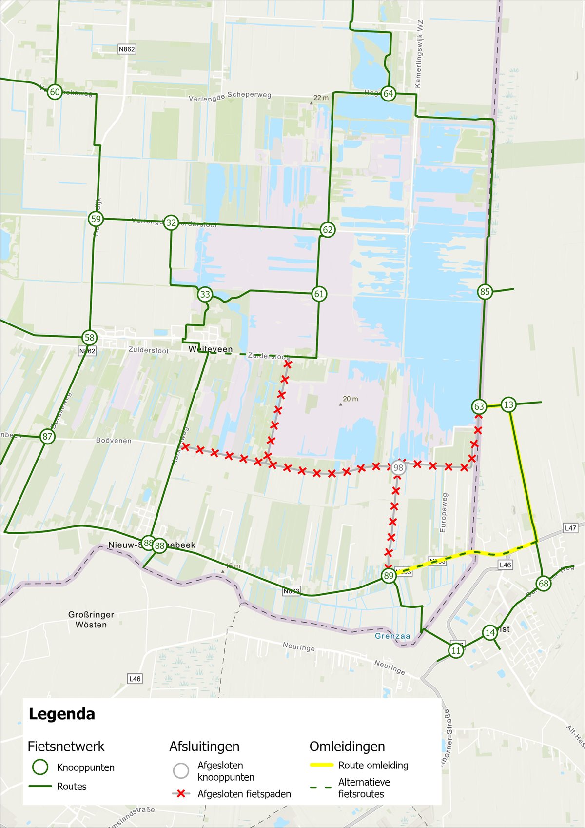 Afsluitingen fietsroutes